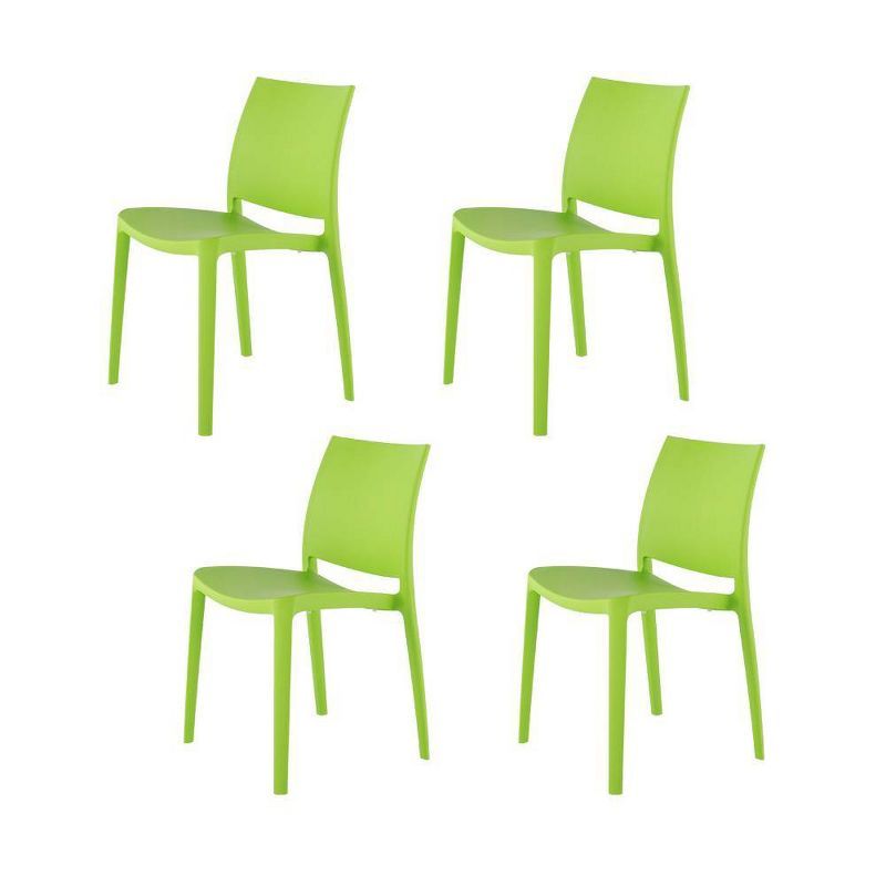 Sensilla Green Stackable Resin Dining Chairs, Set of 4