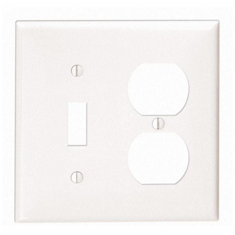 White Thermoplastic Nylon 2-Gang Duplex Toggle Wall Plate