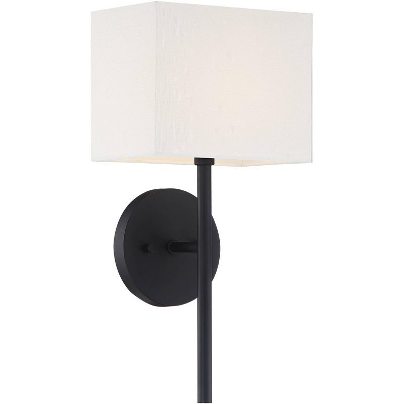 Modern Black Linen-Shade Wall Sconce 12" High Direct Wired