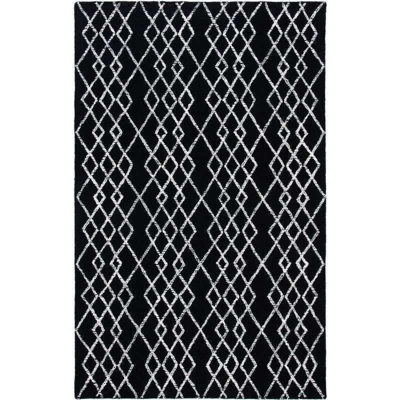 Hand-Tufted Classic Elegance Black Wool 4' x 6' Area Rug