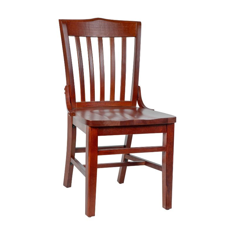 Elegant Mahogany Wood Vertical Slat Side Chair in Rich Brown