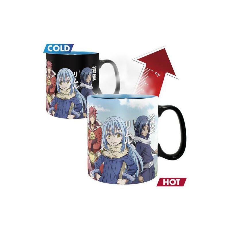 Black Ceramic Heat Change Mug with Anime Characters, 16 Oz