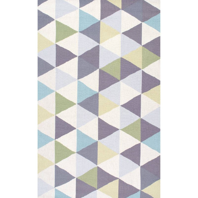 Handmade Geometric Green Wool 3' x 5' Area Rug