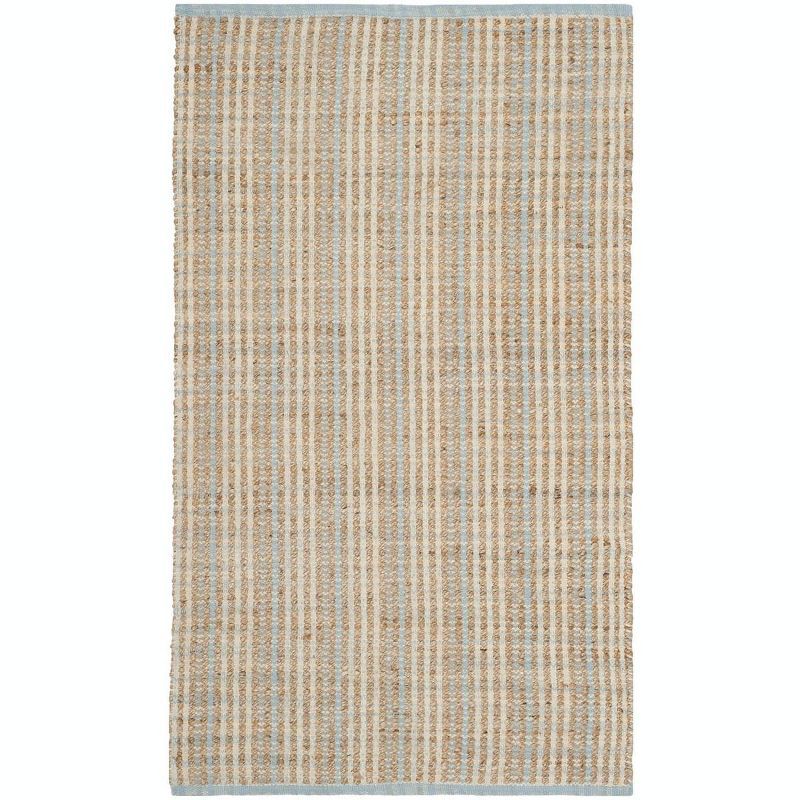Natural Handwoven Striped Cotton Area Rug 3' x 5'