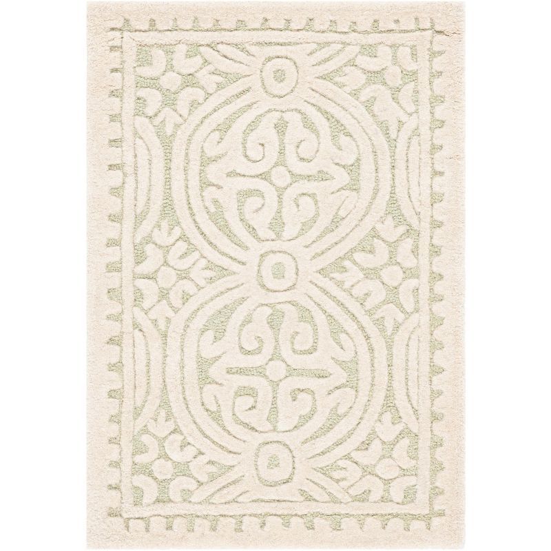 Light Green/Ivory Hand-Tufted Moroccan Wool Area Rug, 2'6" x 4'