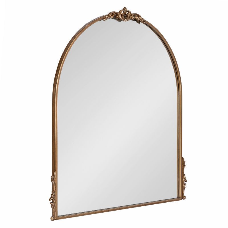 Myrcelle Antique Gold Arched Wall Mirror with Garland Details