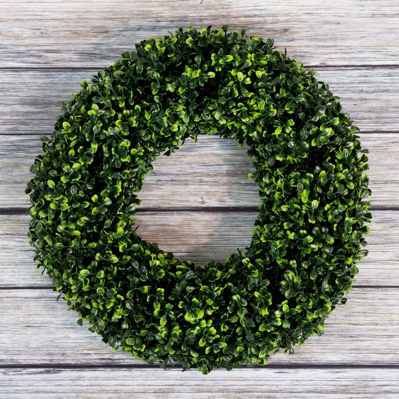 All-Season Boxwood 16.5" UV-Resistant Artificial Wreath