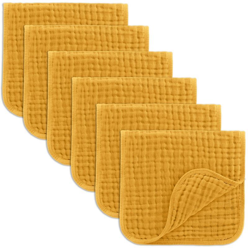 Turmeric 6-Pack Extra Absorbent 100% Cotton Muslin Burp Cloths