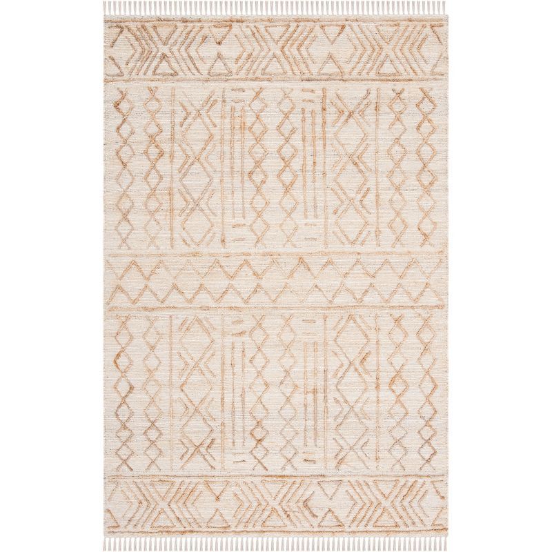 Hand-Knotted Cotton Natural Fiber Rectangular Area Rug