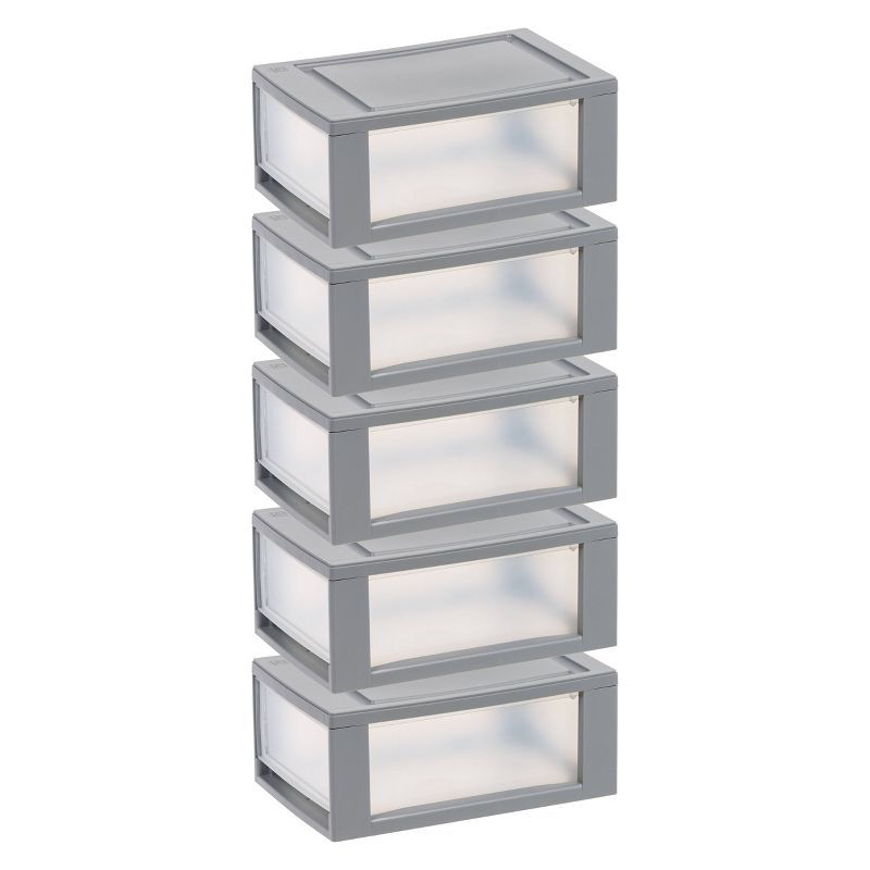 Gray Mini Stackable Plastic Storage Drawer Set