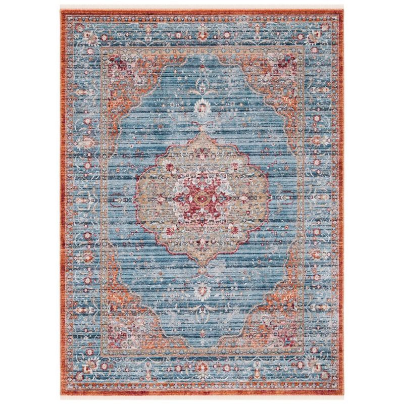 Aurelia Blue and Beige Hand-Knotted Wool Blend 8' x 10' Area Rug