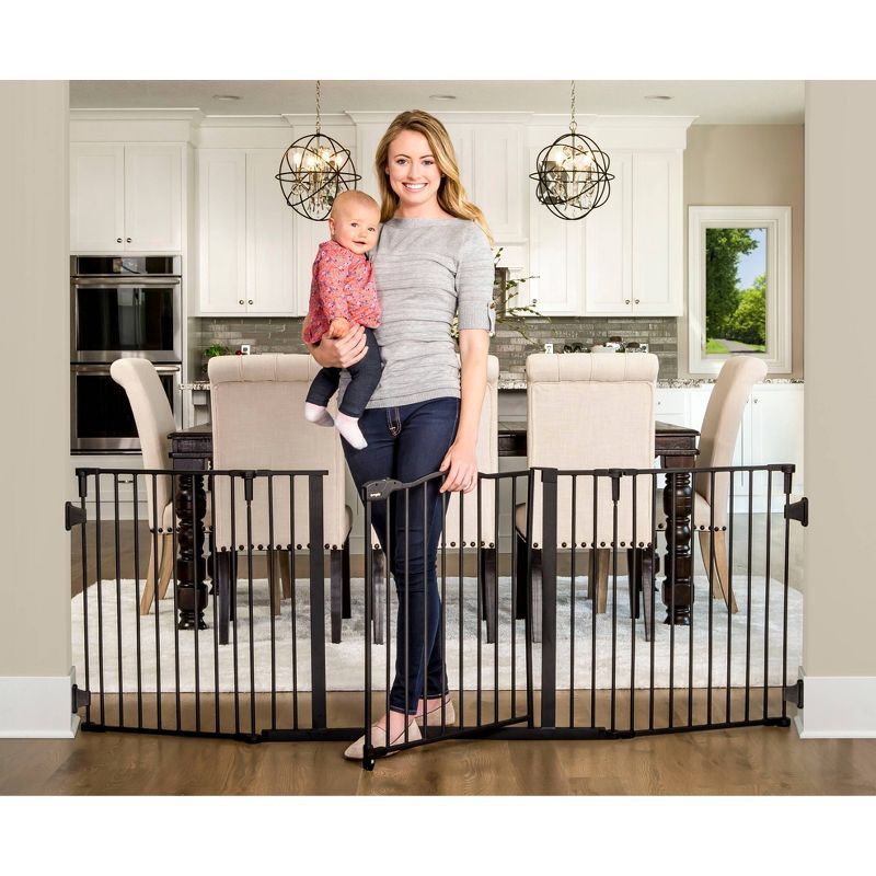 Black Steel Widespan Safety Gate with Walk-Through Door