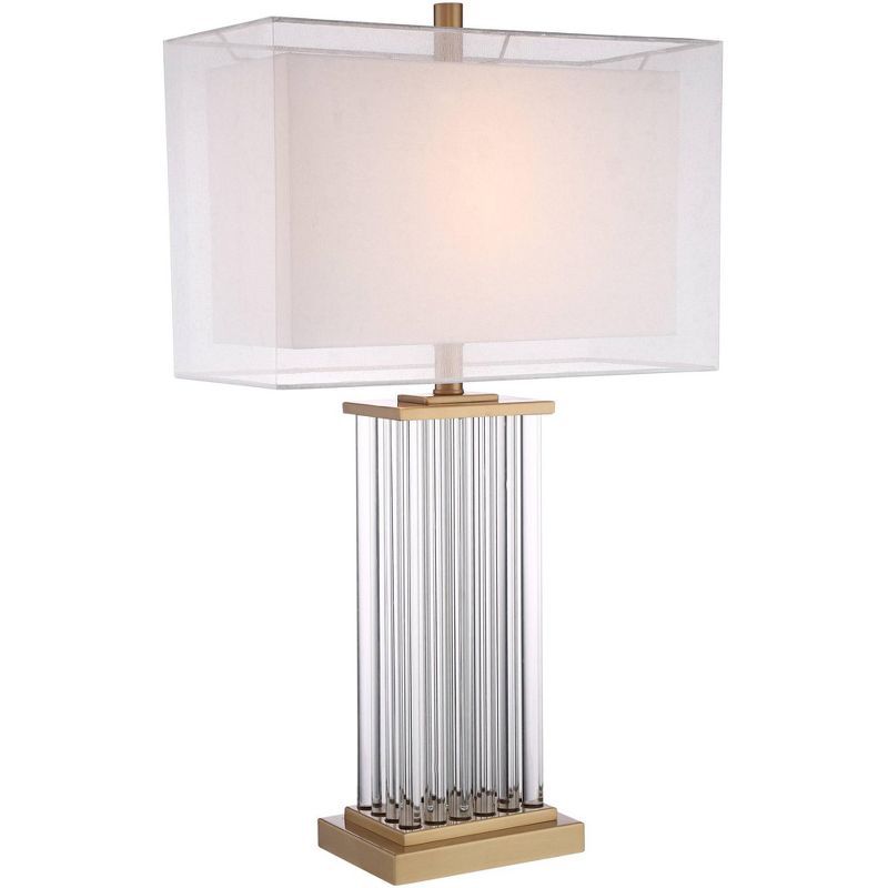 Vienna 29" Tall Clear Crystal Glass Table Lamp with Double White Shade