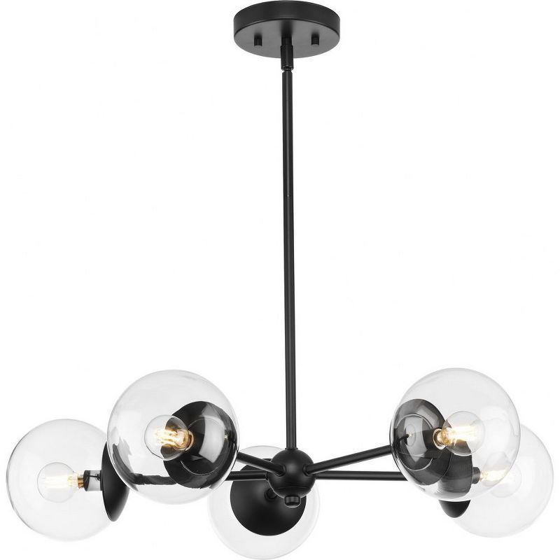 28" Black Sputnik Chandelier with Clear Glass Shades