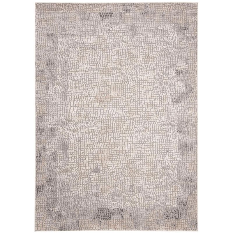 Abstract Gray Hand-Knotted Easy Care Synthetic Area Rug