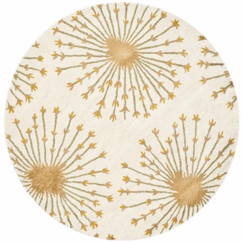 Bella Beige and Gold Hand-Tufted Wool Round Area Rug