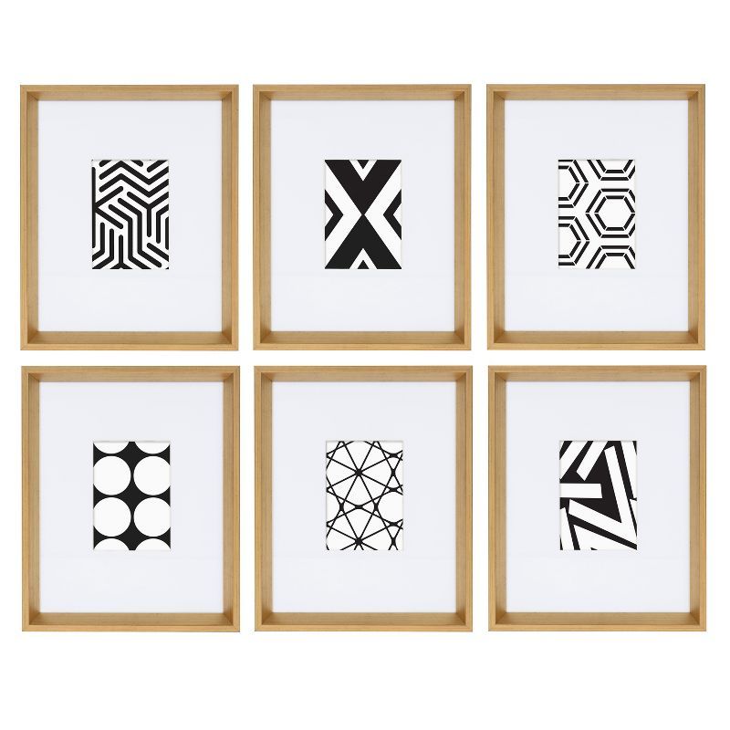 Modern Abstract Geometric 6-Piece Black & White Art Print Set