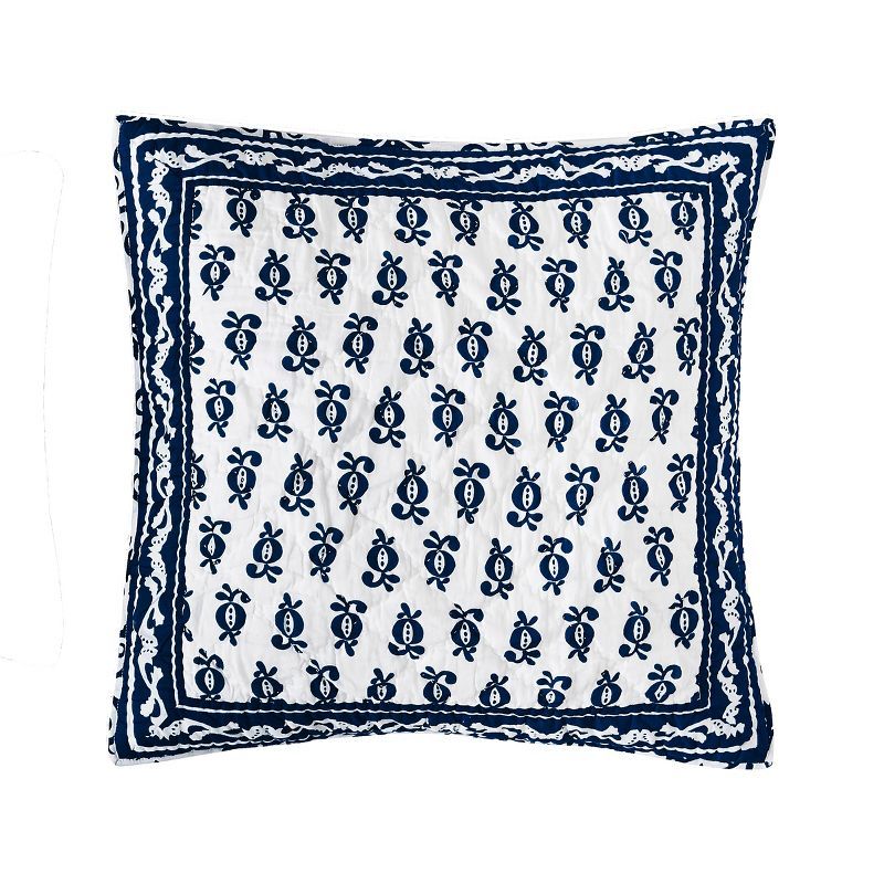 Indigo Tulip Pattern Cotton Euro Sham