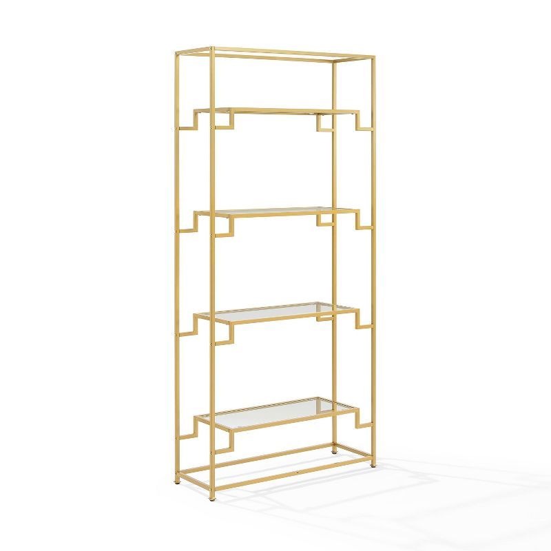 Elegant Brown Steel and Glass 77" Celeste Etagere Bookcase