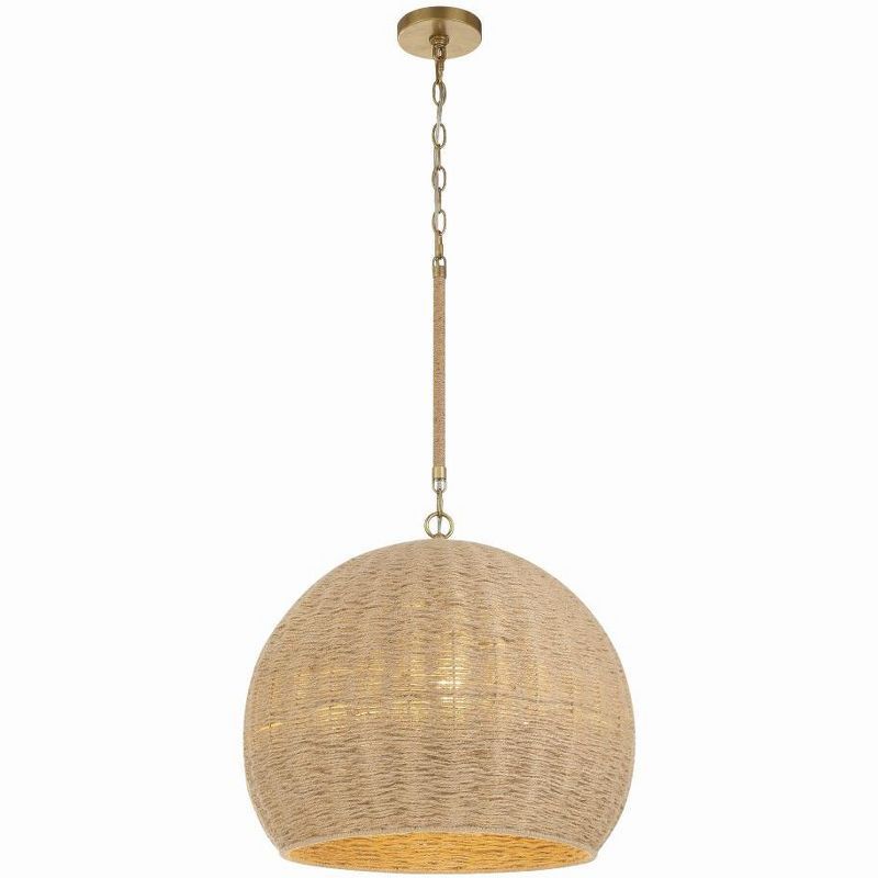 Jace Soft Gold and Jute 3-Light Pendant