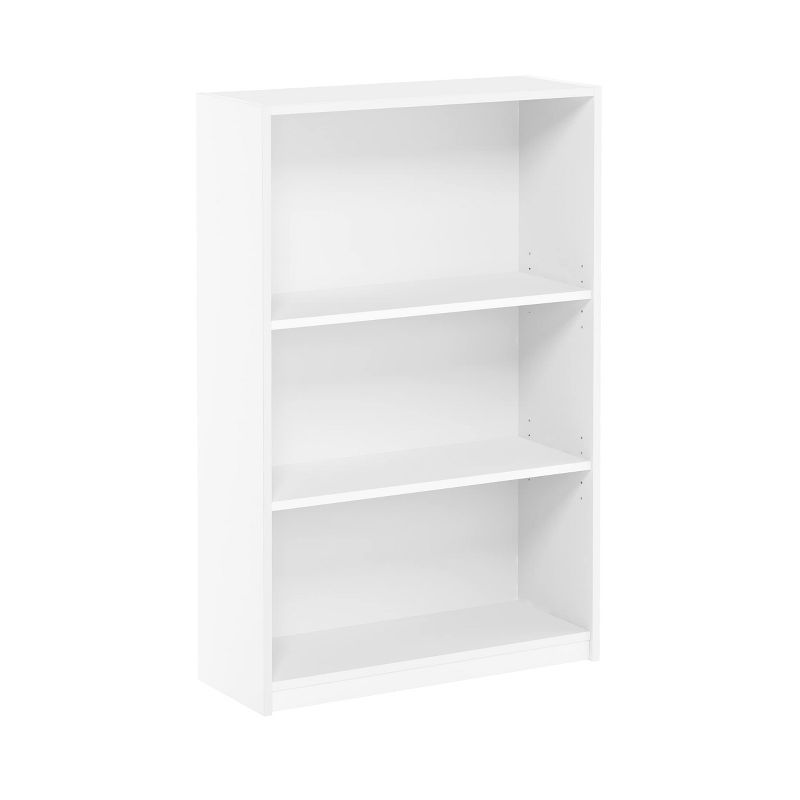 Adjustable 3-Tier White Composite Wood Bookcase