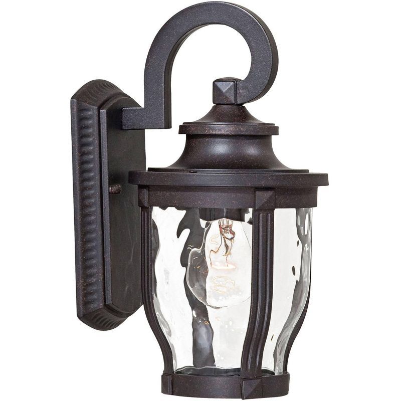 Corona Bronze Outdoor Lantern Sconce with Clear Hammered Glass