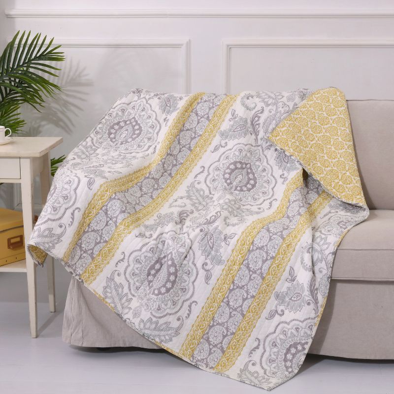 St. Claire Multicolor Cotton Reversible Quilted Throw