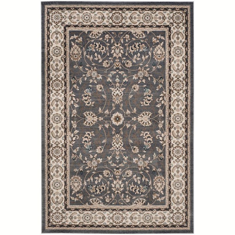Grey and Cream 8' x 10' Synthetic Reversible Area Rug