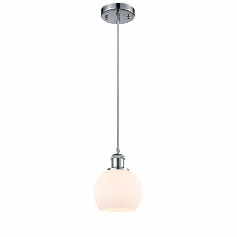 Athens Polished Chrome Mini Pendant with Matte White Glass