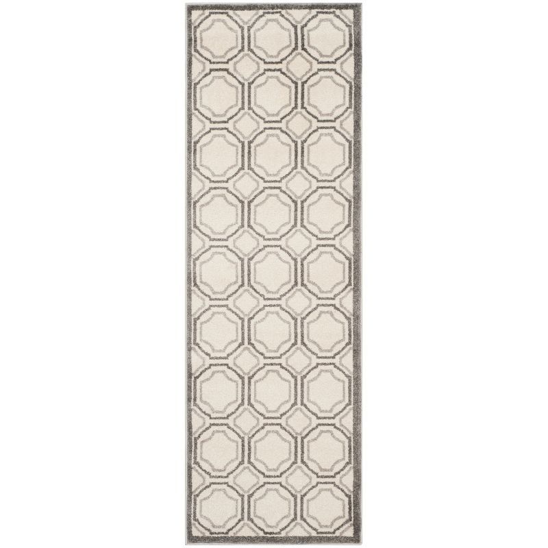 Ivory Light Grey Hand-Knotted Easy Care Synthetic Runner Rug