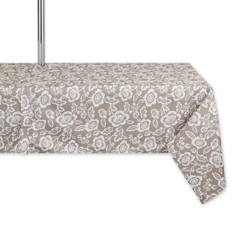 Stone Floral Print Rectangular Fabric Outdoor Tablecloth with Zipper, 60x84