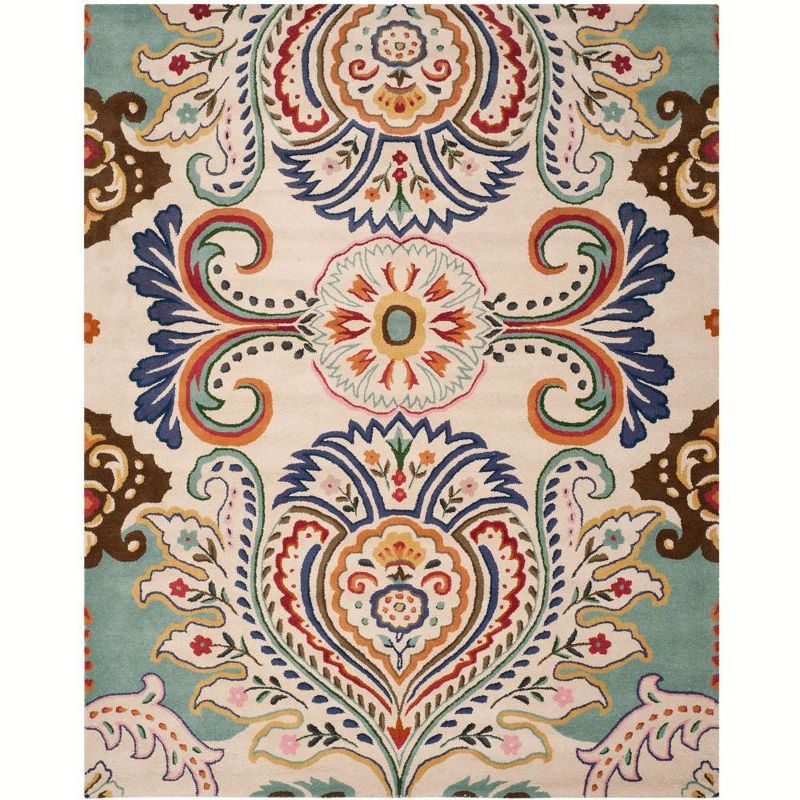 Reversible Blue Ivory Hand-Tufted Wool & Viscose 9' x 12' Area Rug