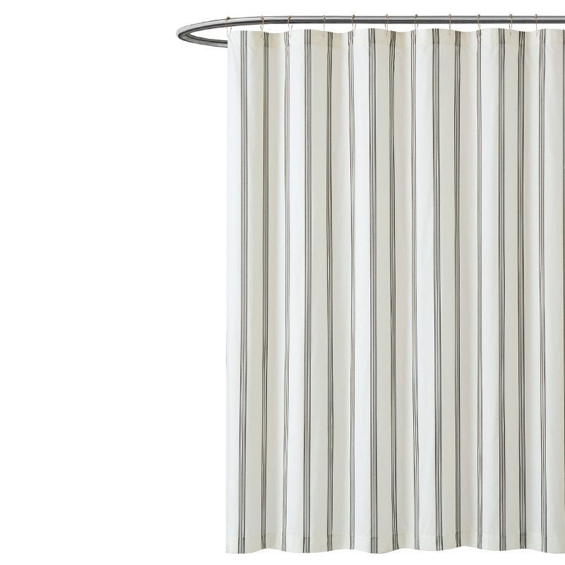 Black and White Striped Microfiber Shower Curtain