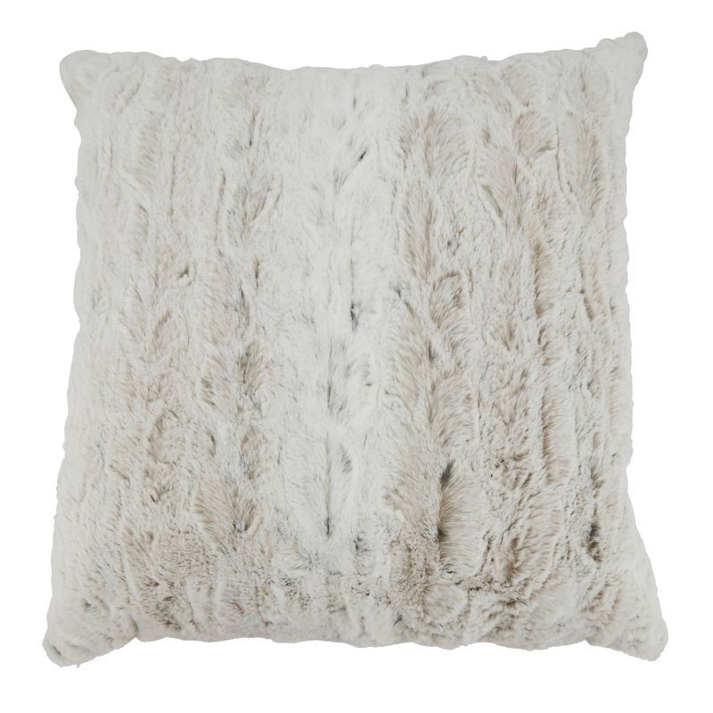 Oversized Off-White Faux Fur Square Throw Pillow