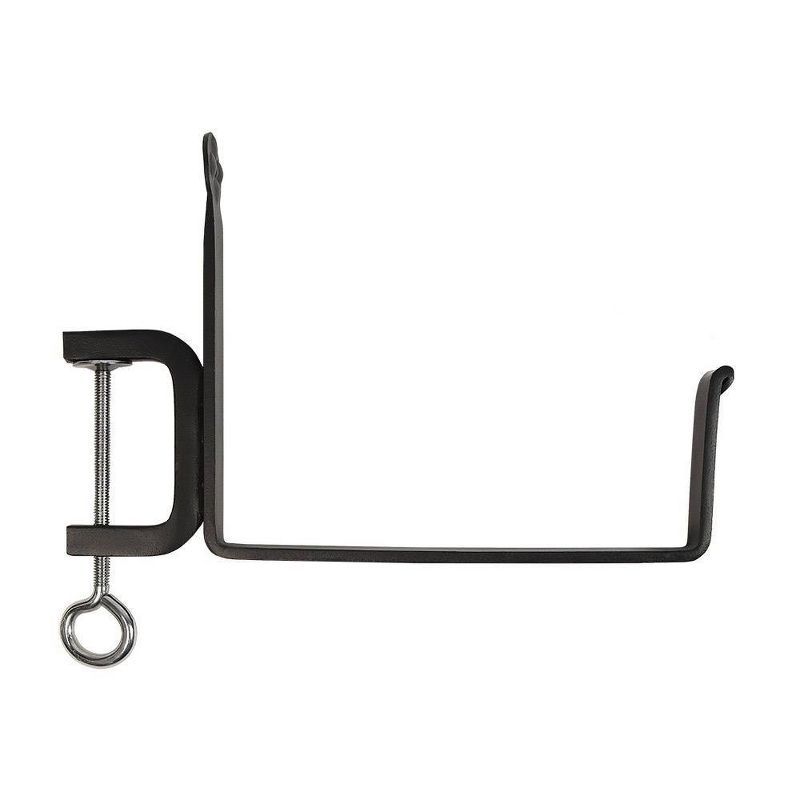 Black Wrought Iron Clamp-On Flower Box Brackets