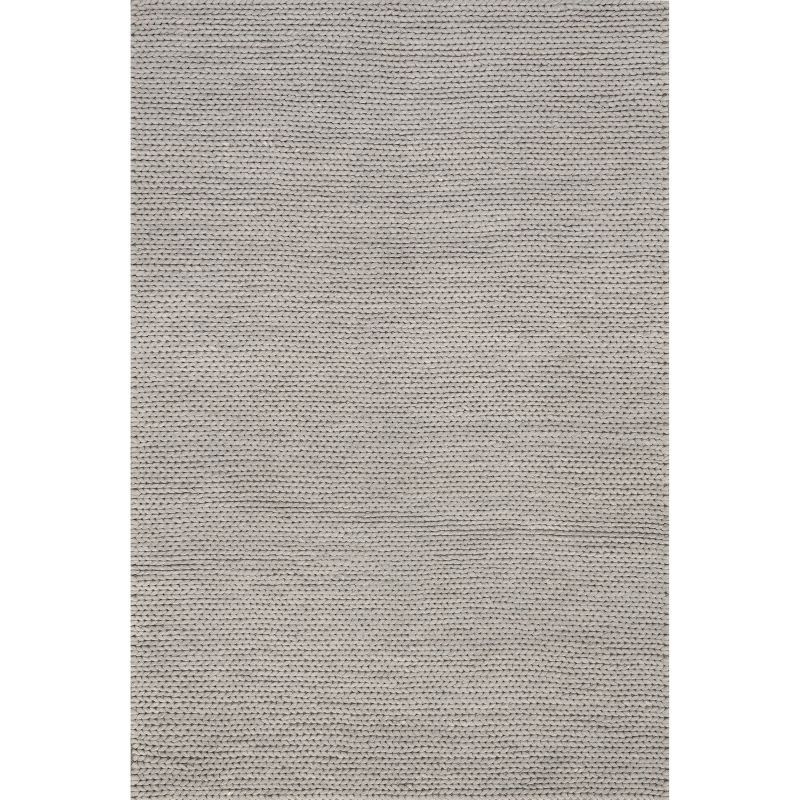 Light Gray Braided Wool Handmade Area Rug, 10' x 14'