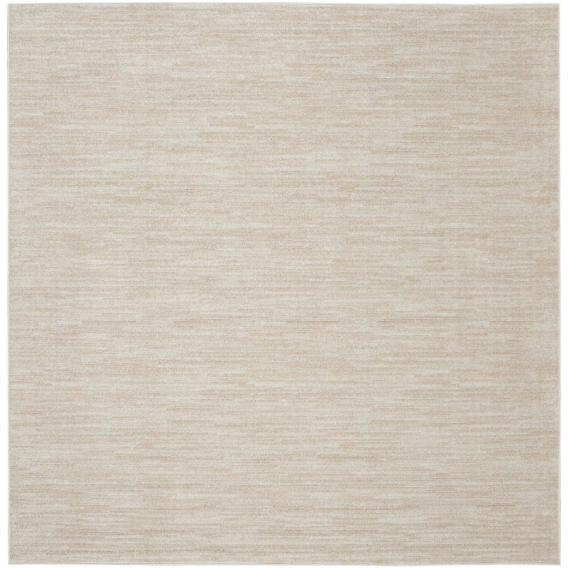 Essential Ivory Beige 5' Square Synthetic Outdoor Rug