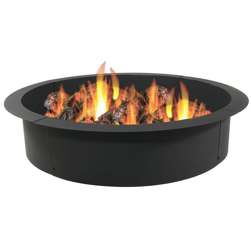 Sunnydaze 45-Inch Black Steel Fire Pit Ring Insert