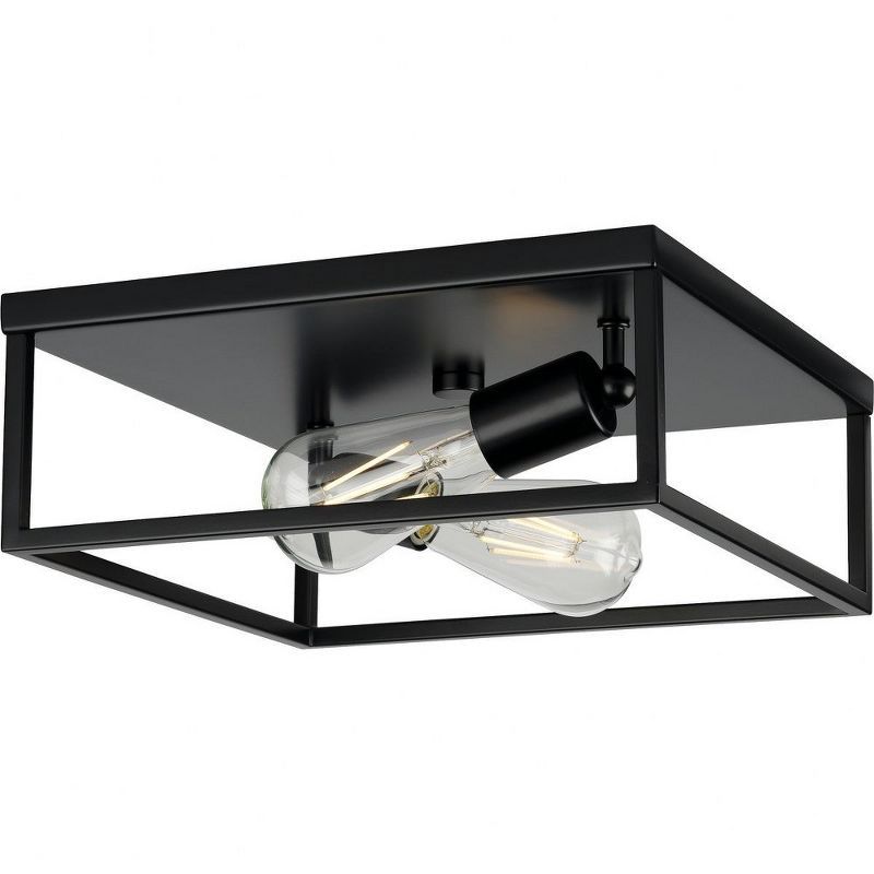 Matte Black 2-Light Modern Flush Mount Ceiling Fixture