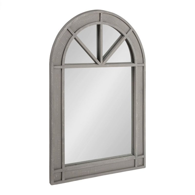 Gray Wood Rustic Arch Wall Mirror, 27.5" x 40"