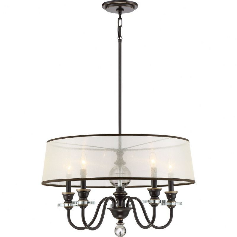 Palladian Bronze and Crystal 5-Light Candle Chandelier