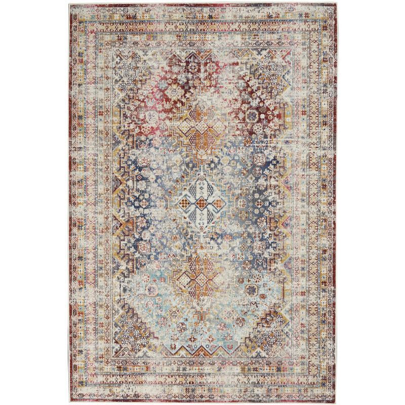 Multicolor Synthetic Persian Pattern Rectangular Rug 2' x 4'