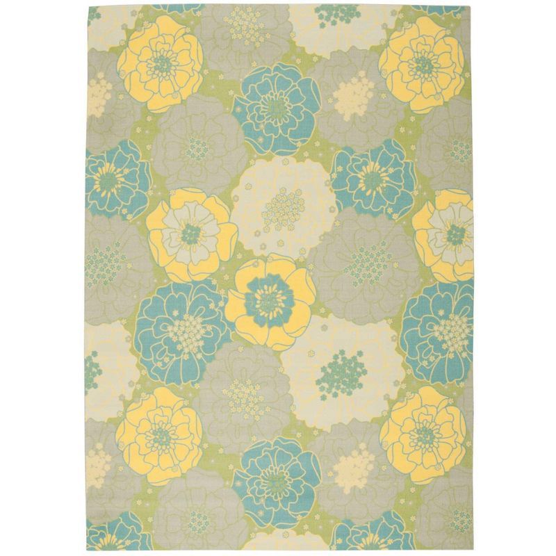 Blossoming Garden Green Floral Indoor/Outdoor Area Rug 7'9" x 10'10"