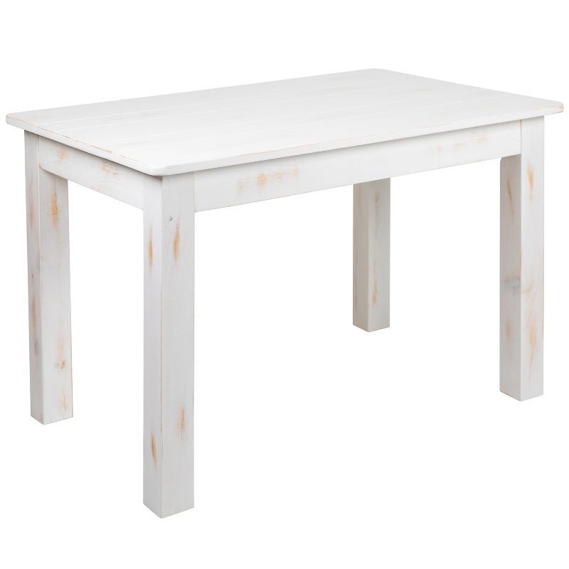 Antique Rustic White Solid Pine Farmhouse Dining Table