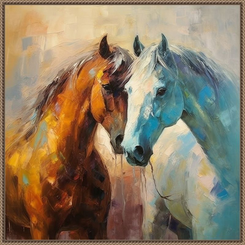 30 x 30 Bronze Framed Abstract Horse Canvas Print