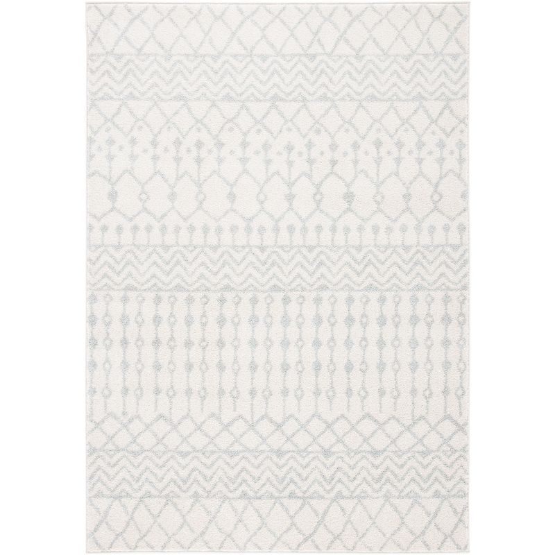 Ivory & Light Gray Hand-Knotted Synthetic Area Rug - 6' x 9'