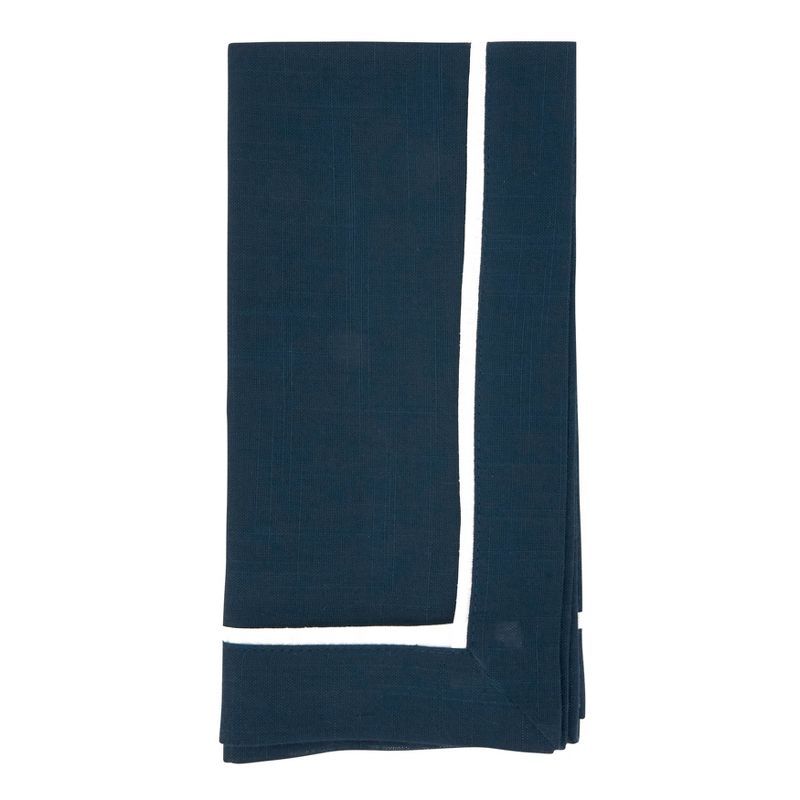 Navy Blue Classic Border Design Table Napkins, Set of 4