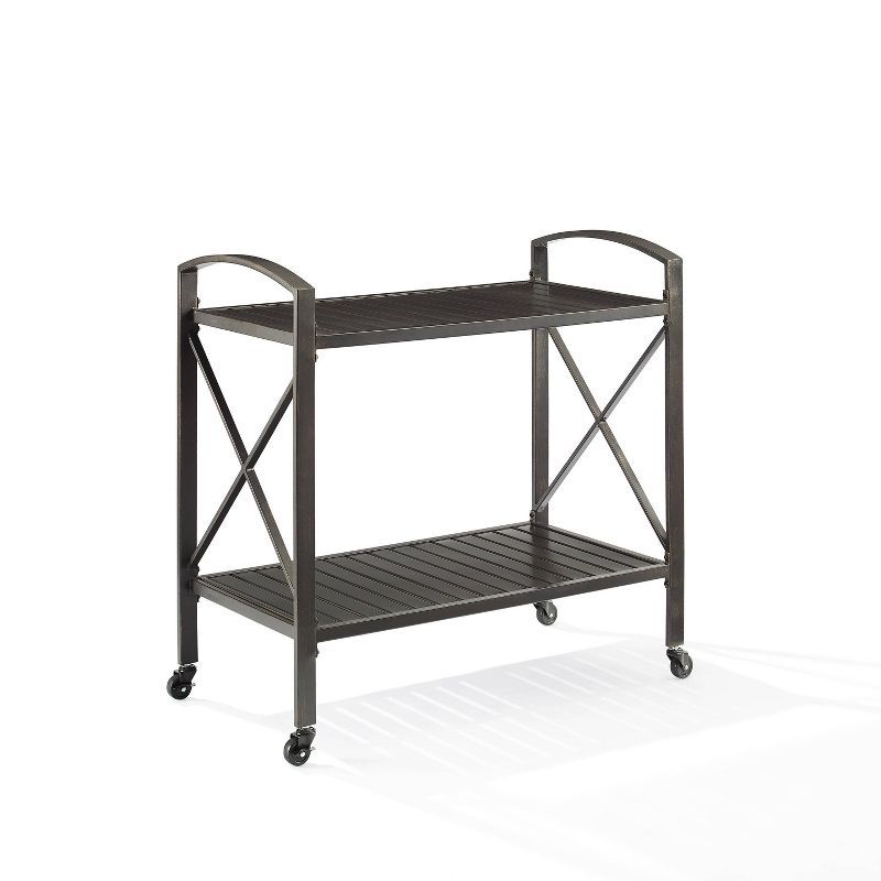 Kaplan 40" Oil Rubbed Bronze Outdoor Metal Bar Cart with Storage