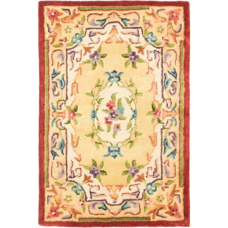 Empire Red and Gold Floral Wool Handmade Tufted Rug 2' x 3'