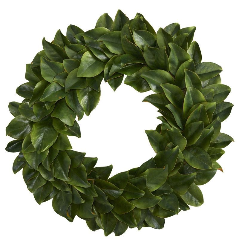 Nearly Natural 24'' Green Magnolia Artificial Wreath